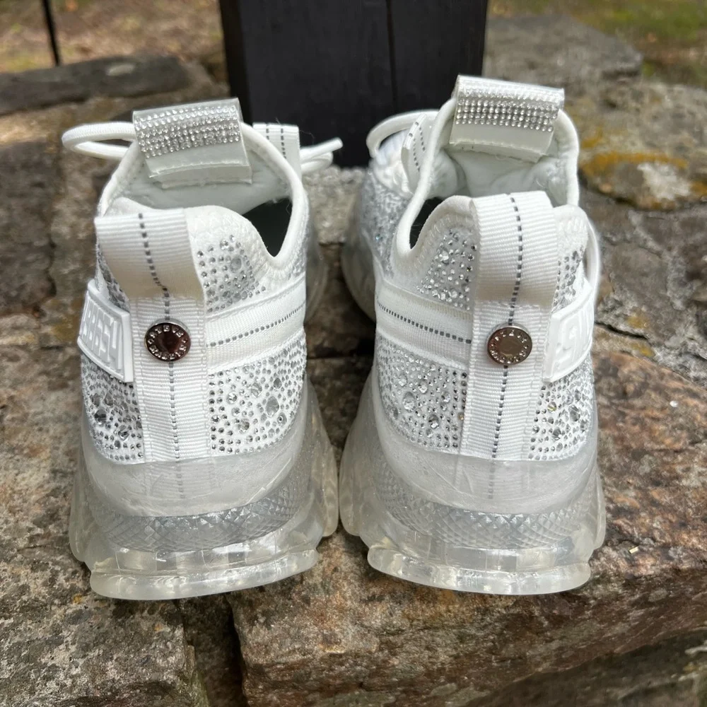 Steve Madden Maxima-R Shimmering White Sneakers - Picture 4 of 10